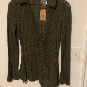 Natural Life lace button down blouse